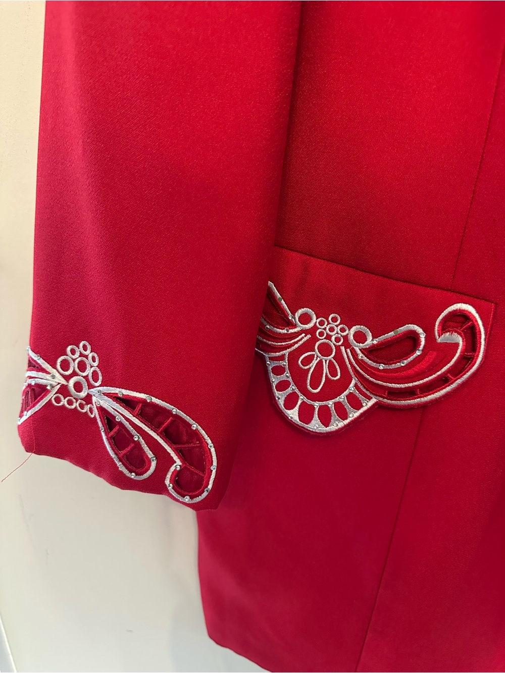 Vintage 90s/Y2K Era KB Red Embroidered/Cut-Out Blazer Jacket Size 18W - Picture 5 of 9